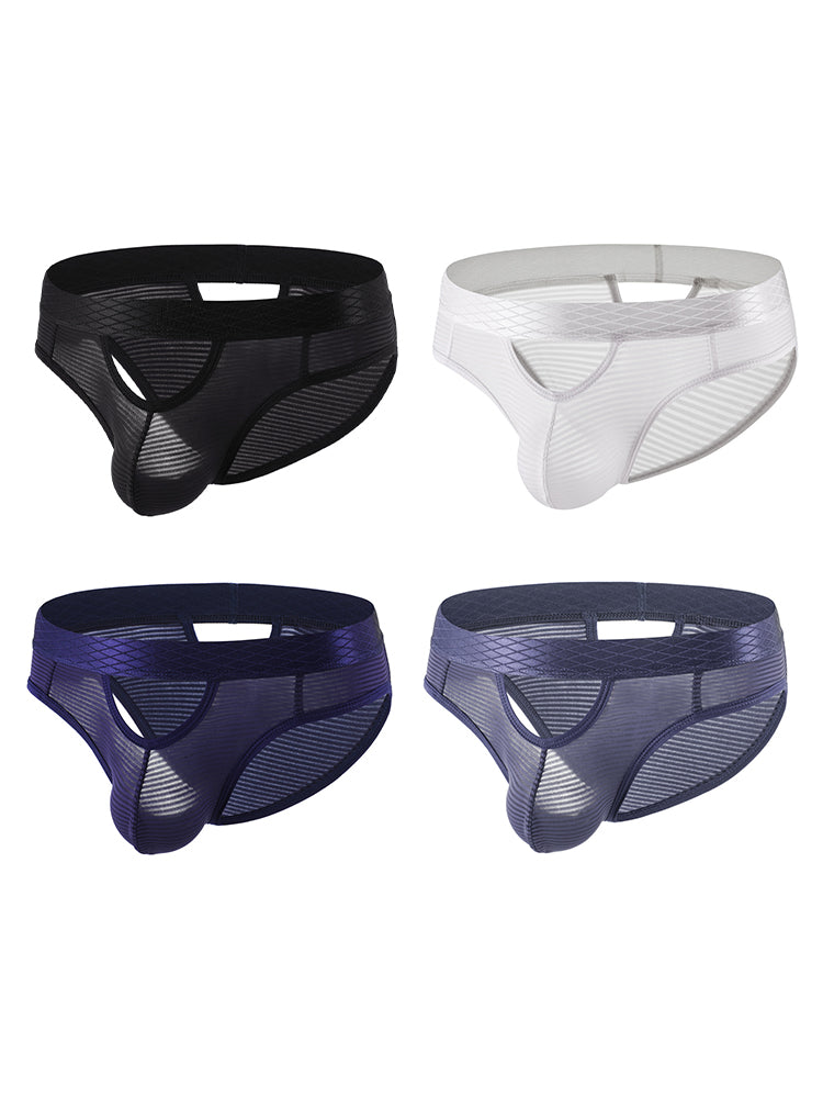 4 Pack Men's Sexy Striped Design Day-Long Comfort Soft-Touch Waistband Bikini | dmunderwear variant image