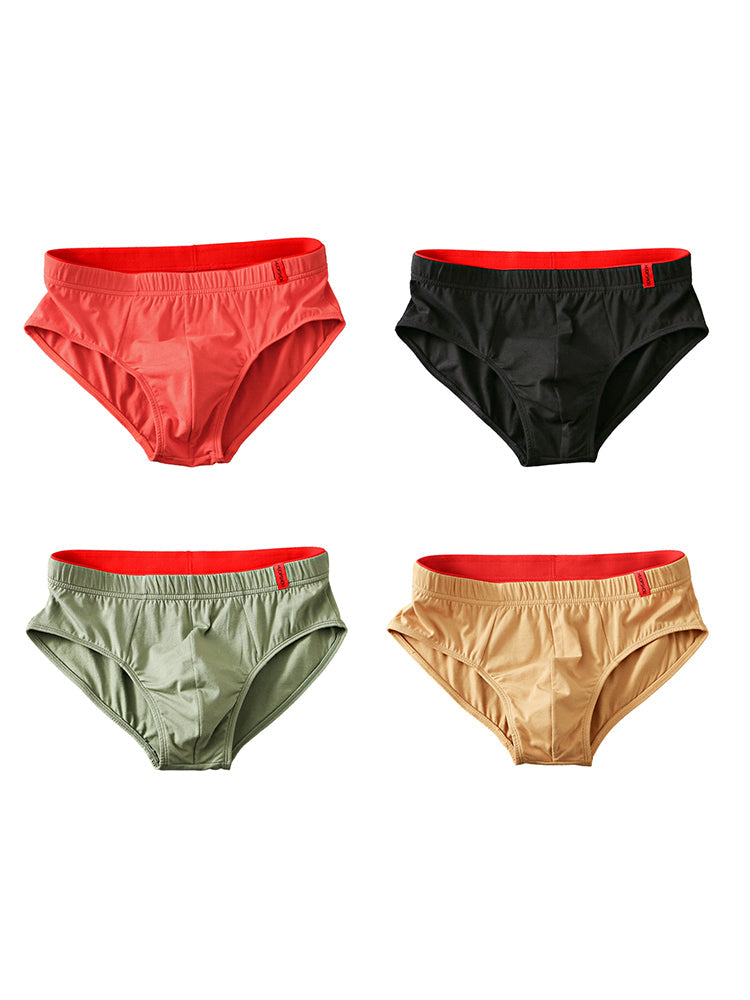 4 Pack Men's Solid Color Cotton Low-Rise Seamless Comfort Briefs | dmunderwear variant image