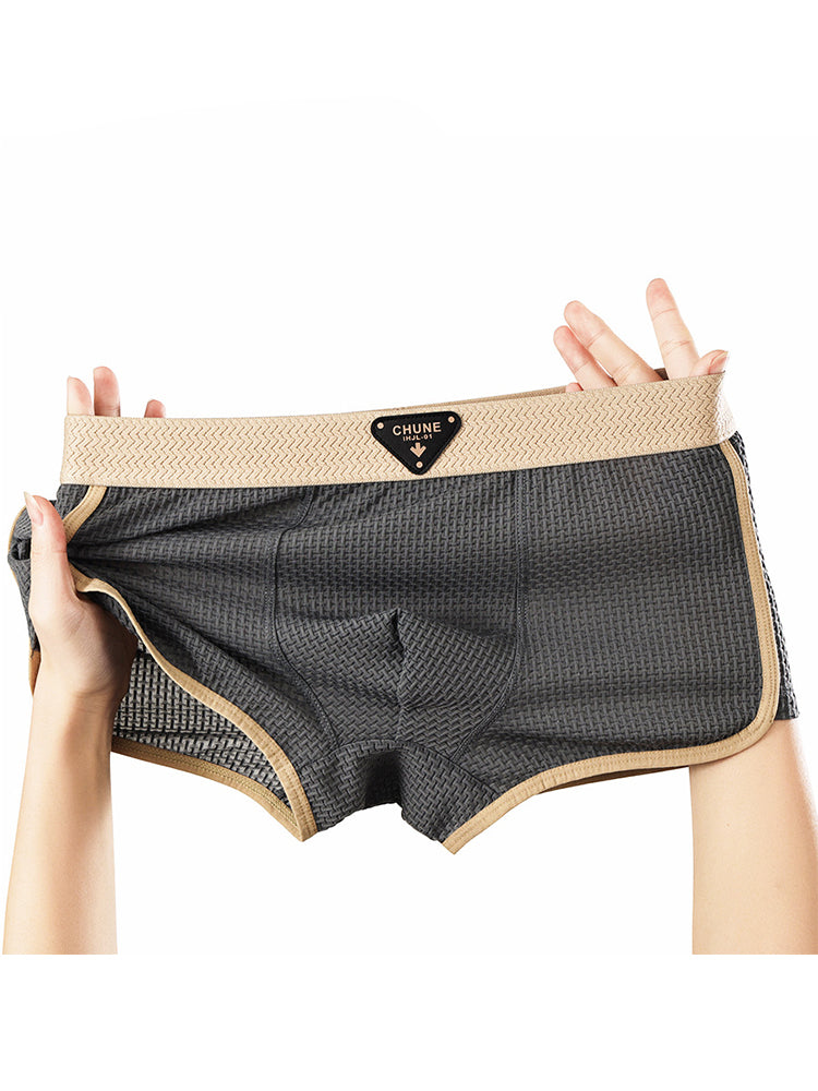 4 Pack Men's Solid Color Mid-Rise Breathable Seamless Comfort Trunks | dmunderwear detail image 10