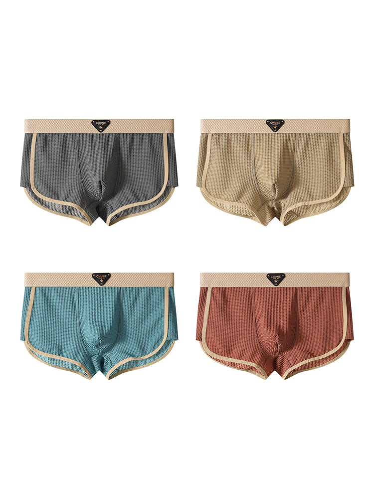 4 Pack Men's Solid Color Mid-Rise Breathable Seamless Comfort Trunks | dmunderwear detail image 14