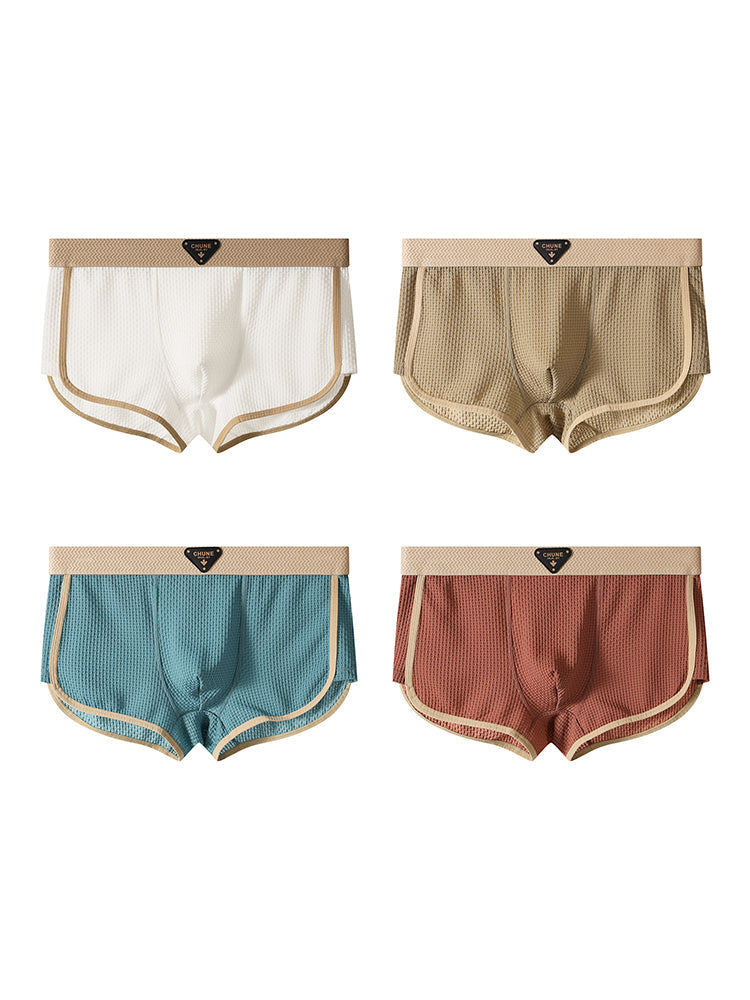 4 Pack Men's Solid Color Mid-Rise Breathable Seamless Comfort Trunks | dmunderwear detail image 19