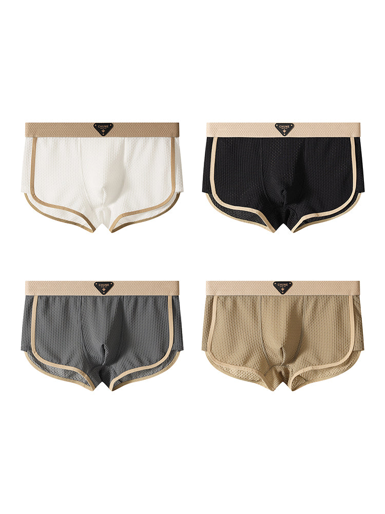 4 Pack Men's Solid Color Mid-Rise Breathable Seamless Comfort Trunks | dmunderwear variant image