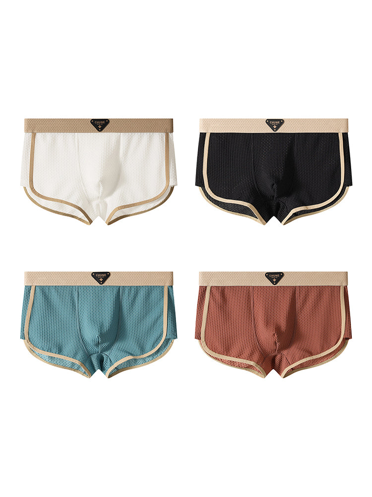 4 Pack Men's Solid Color Mid-Rise Breathable Seamless Comfort Trunks | dmunderwear detail image 8