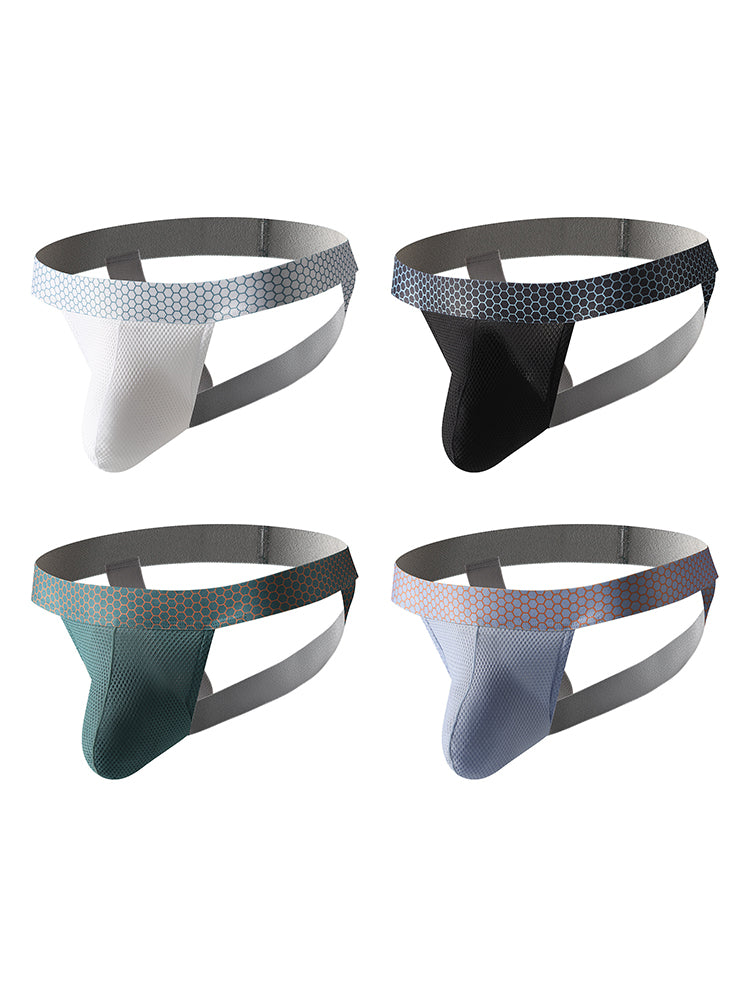 4 Pack Men's Solid Color Seamless Comfort Sporty Cut Cooling Touch Stretch Fit Jockstrap | dmunderwear detail image 11