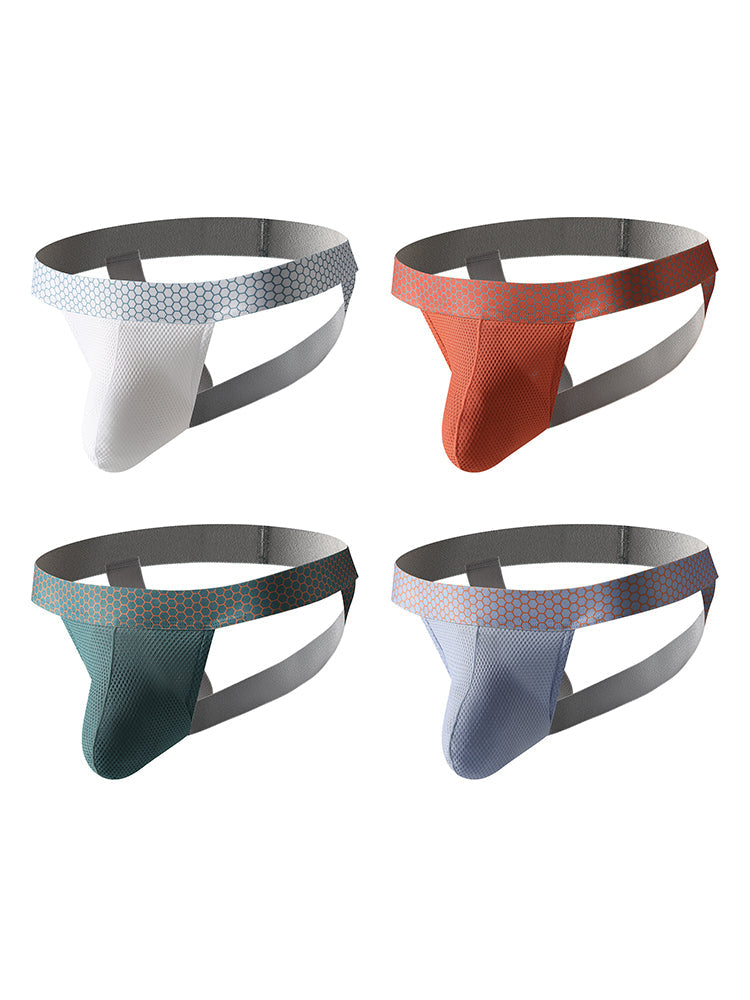 4 Pack Men's Solid Color Seamless Comfort Sporty Cut Cooling Touch Stretch Fit Jockstrap | dmunderwear detail image 16