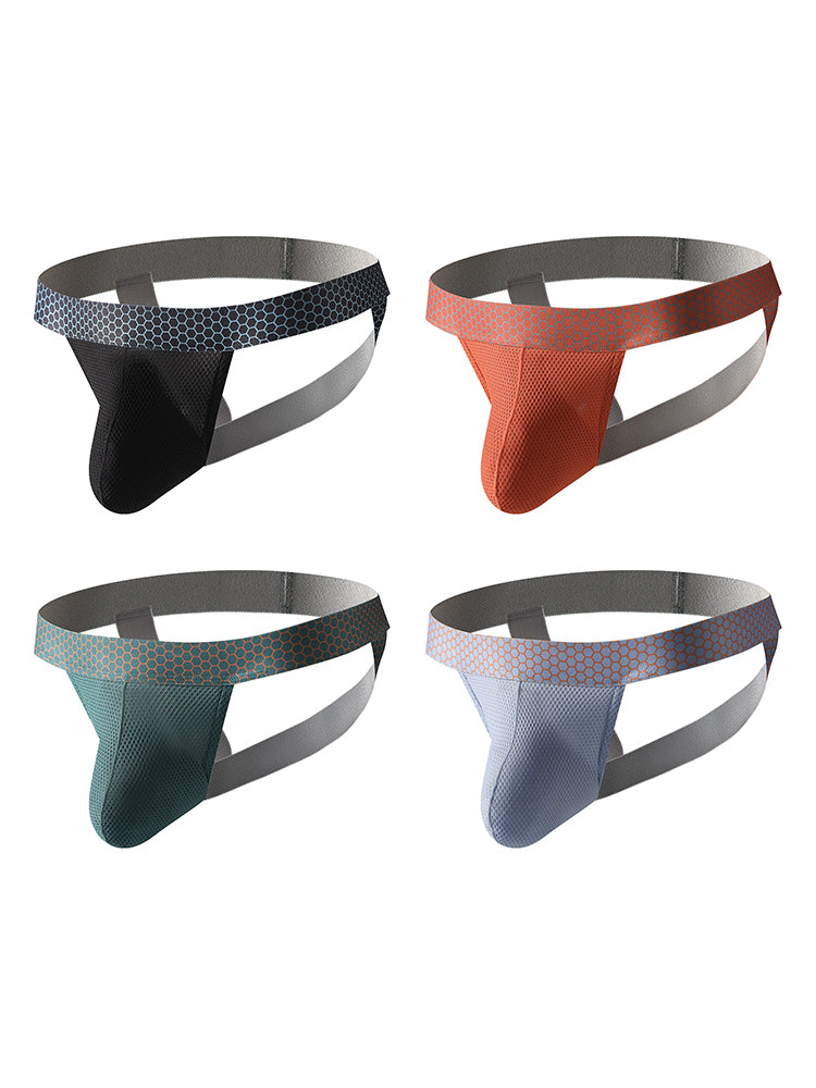 4 Pack Men's Solid Color Seamless Comfort Sporty Cut Cooling Touch Stretch Fit Jockstrap | dmunderwear detail image 17