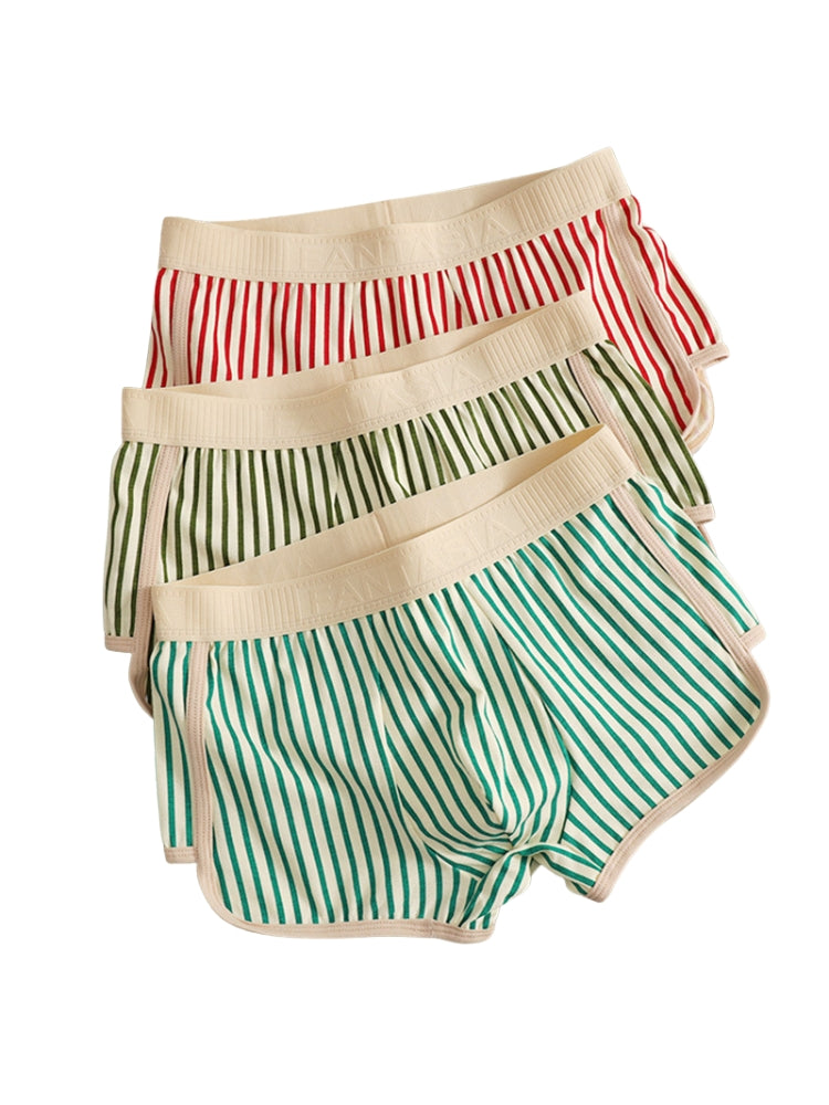 4 Pack Men's Striped Pure Cotton Breathable Loose-Fit Comfortable Trunks | dmunderwear detail image 10