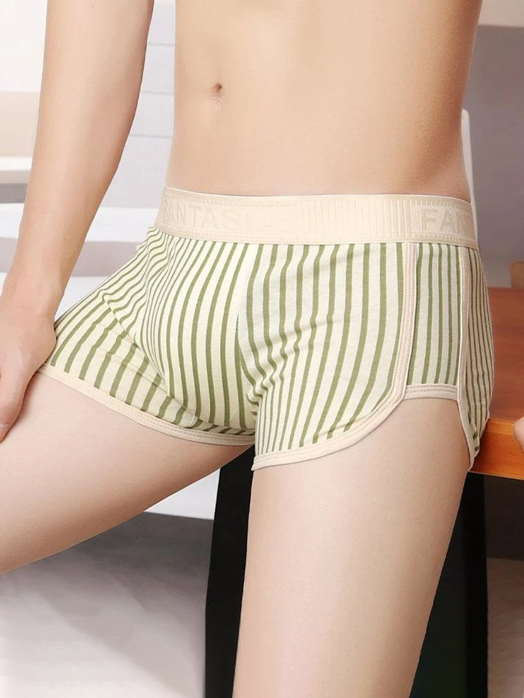 4 Pack Men's Striped Pure Cotton Breathable Loose-Fit Comfortable Trunks | dmunderwear detail image 14