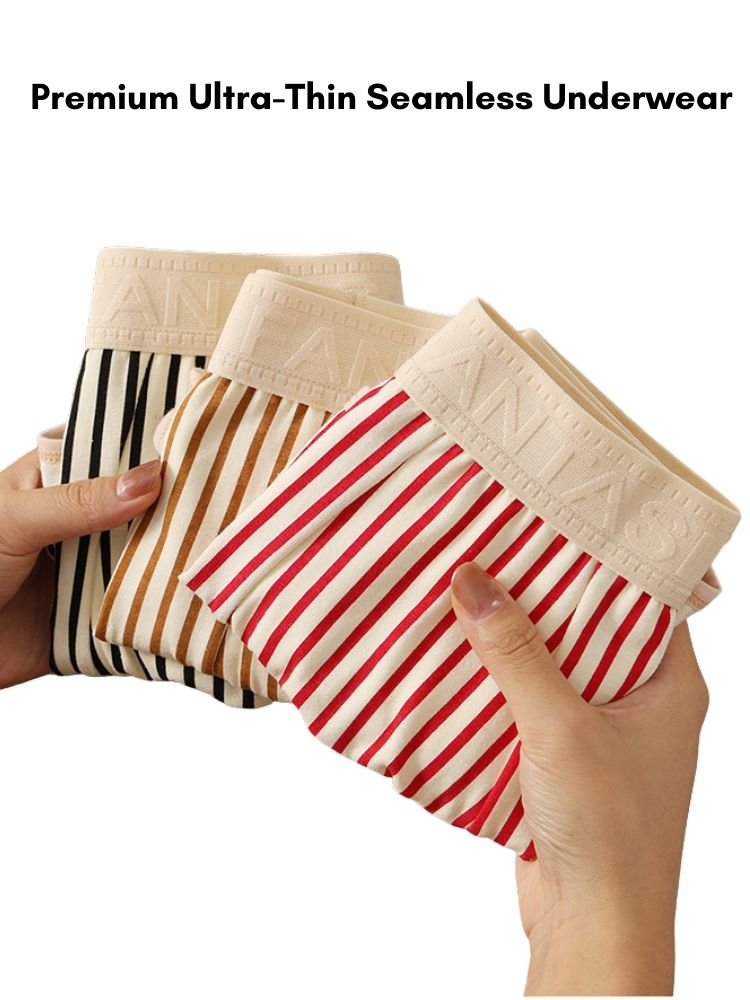 4 Pack Men's Striped Pure Cotton Breathable Loose-Fit Comfortable Trunks | dmunderwear detail image 7