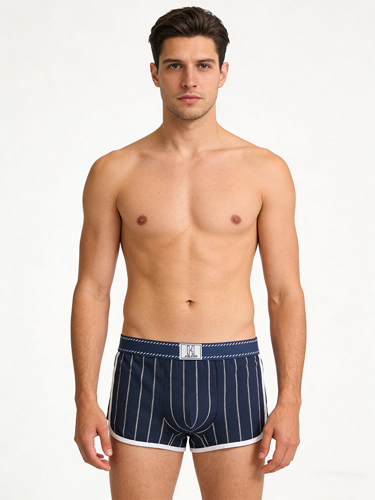 4 Pack Men's Ultra-Soft Breathable Cotton Striped Design Comfort Trunks | dmunderwear detail image 1