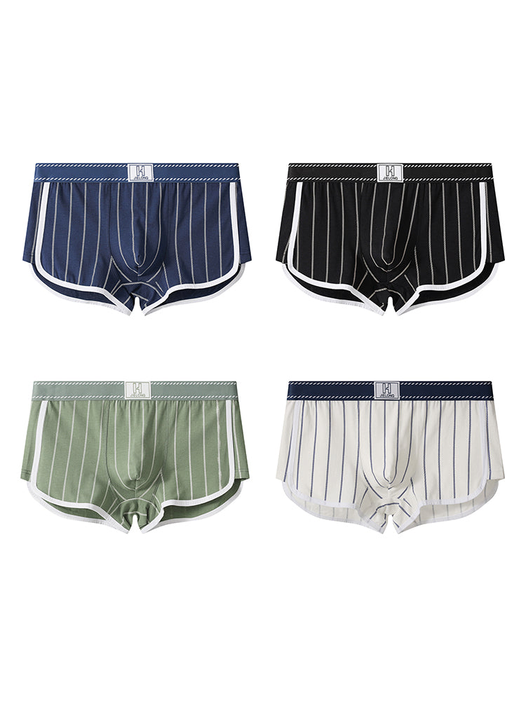 4 Pack Men's Ultra-Soft Breathable Cotton Striped Design Comfort Trunks | dmunderwear variant image