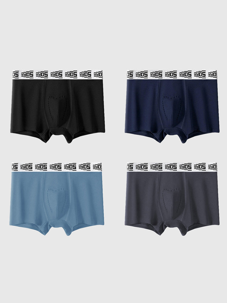4 Pack Men's 10A Antibacterial Cotton Trunks with Oyster Massage Pouch | dmunderwear variant image