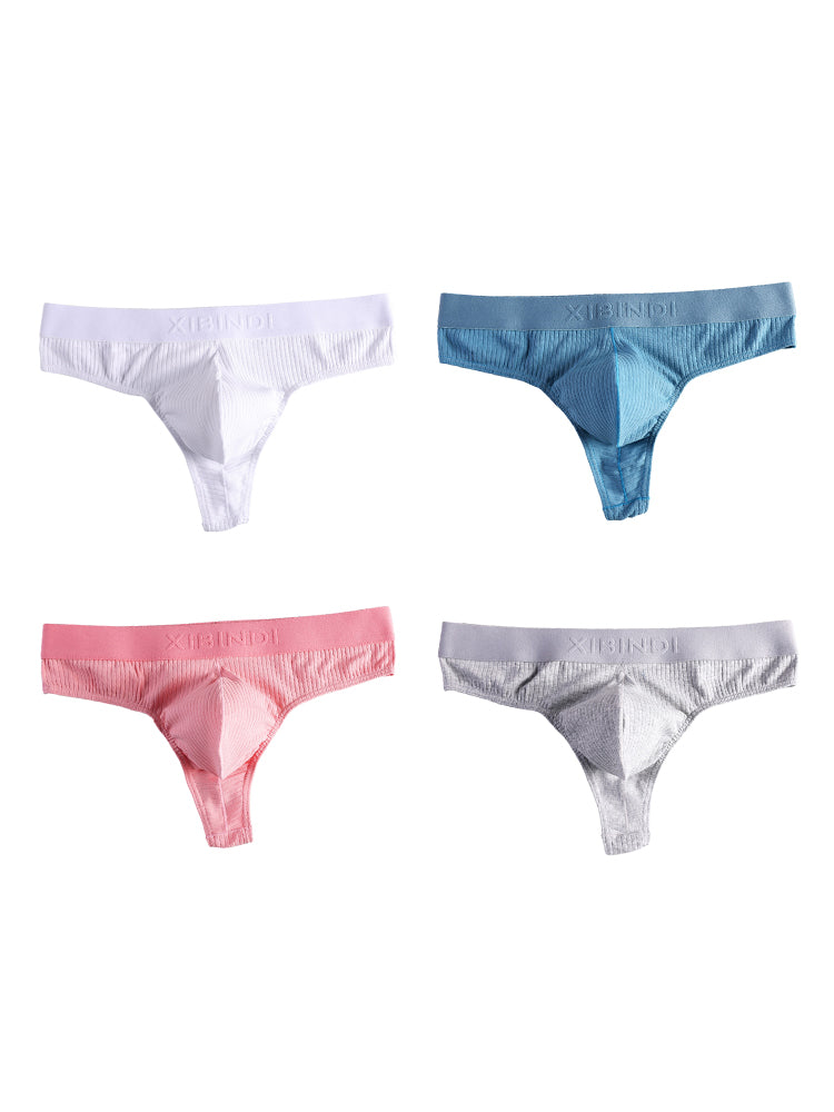 4-Pack Men's Ultra-Soft Cotton Mid-Rise Stay-Put Fit Seamless Thong | dmunderwear variant image