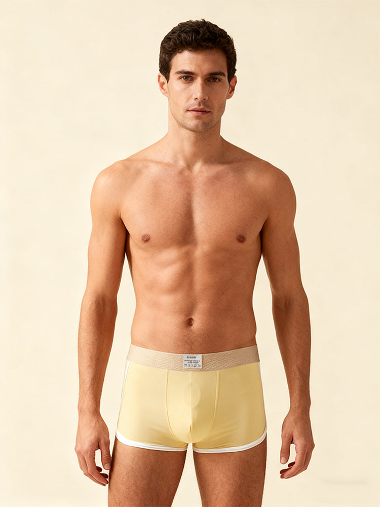 4 Pack Men's Ultra-Thin Breathable Solid Color Separated Pouch Smooth Trunks | dmunderwear detail image 1