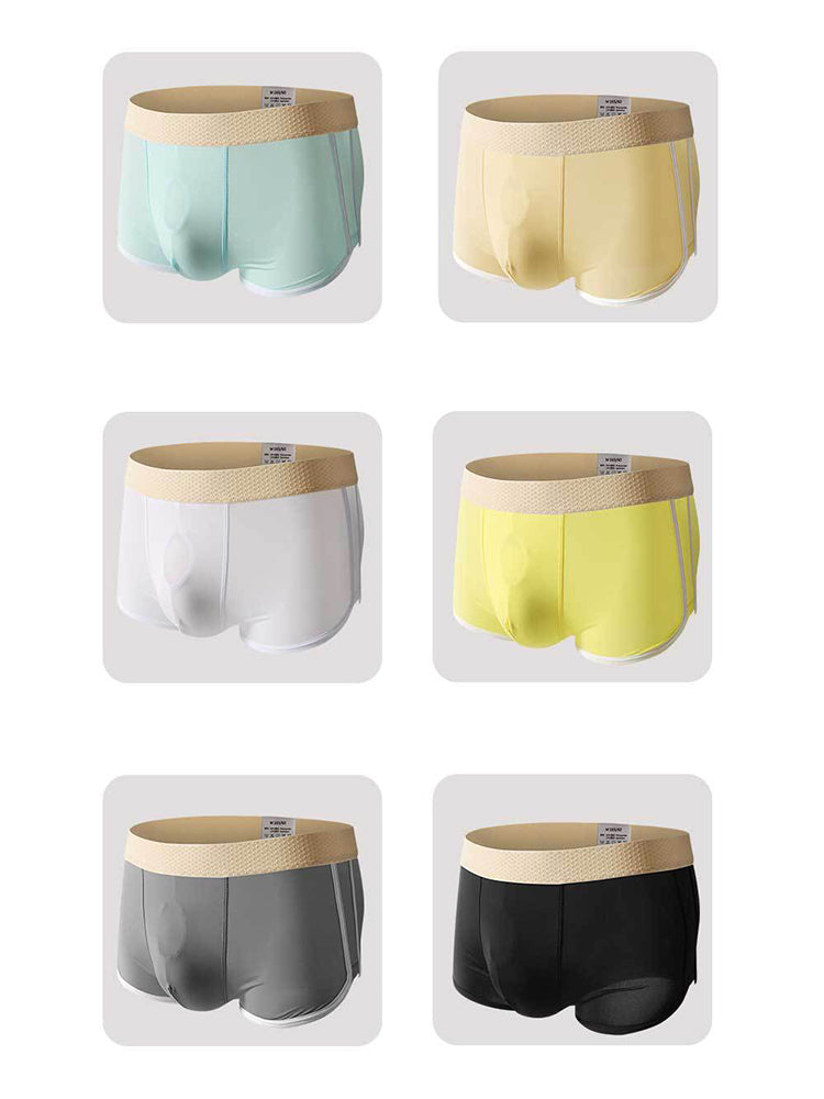4 Pack Men's Ultra-Thin Breathable Solid Color Separated Pouch Smooth Trunks | dmunderwear detail image 14