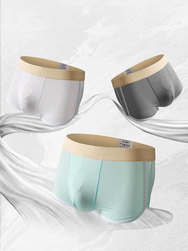 4 Pack Men's Ultra-Thin Breathable Solid Color Separated Pouch Smooth Trunks | dmunderwear detail image 15