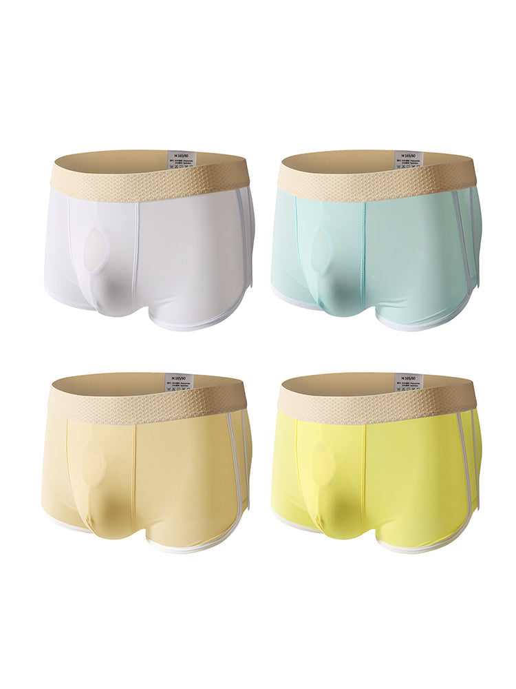 4 Pack Men's Ultra-Thin Breathable Solid Color Separated Pouch Smooth Trunks | dmunderwear detail image 17