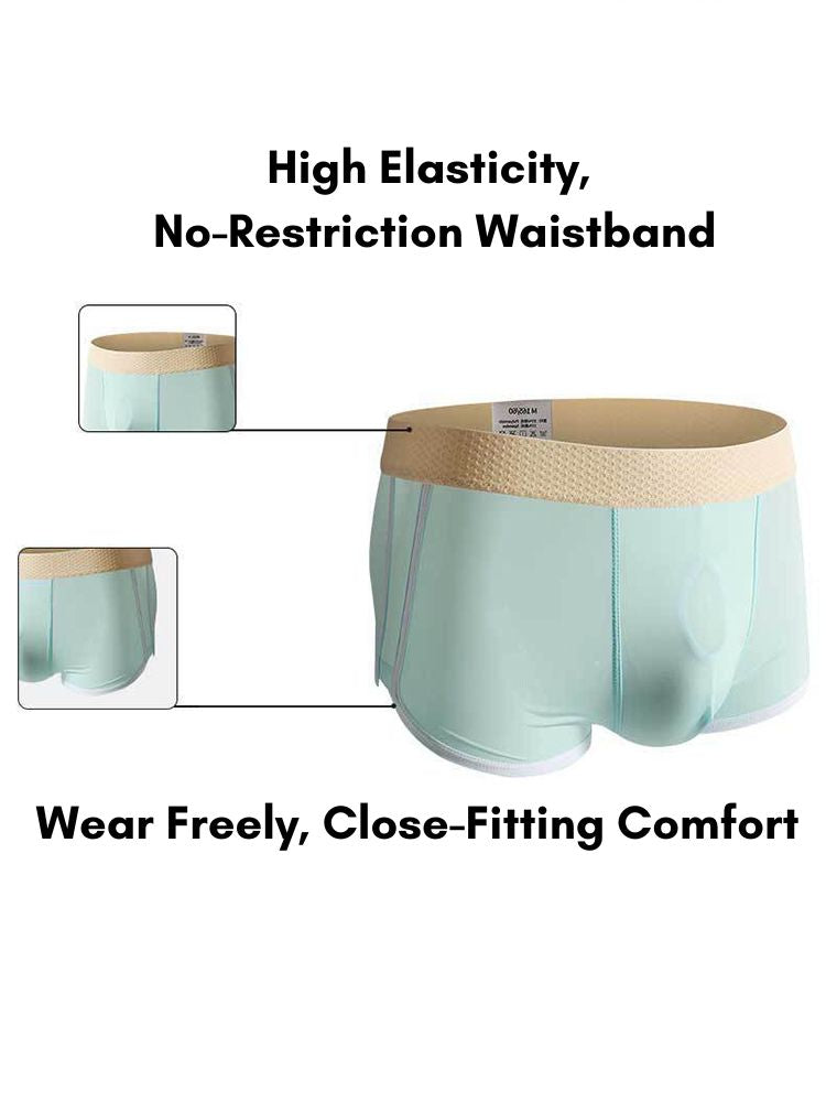 4 Pack Men's Ultra-Thin Breathable Solid Color Separated Pouch Smooth Trunks | dmunderwear detail image 6