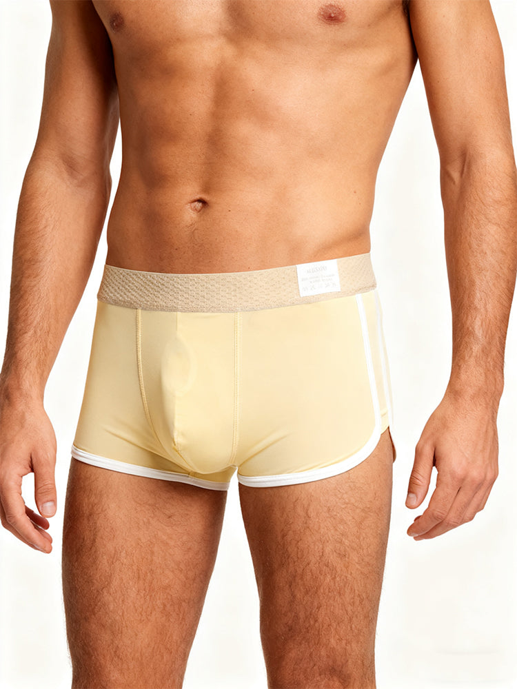 4 Pack Men's Ultra-Thin Breathable Solid Color Separated Pouch Smooth Trunks | dmunderwear detail image 8