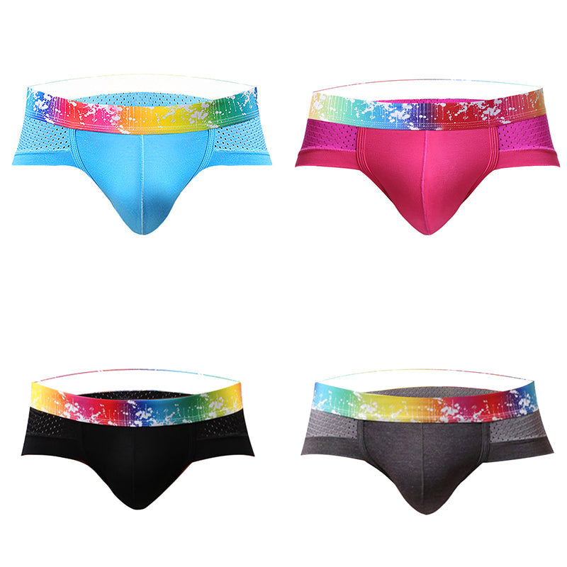 4 Pack Breathable Modal Colored Belt Briefs-rainbow pride underwear | dmunderwear variant image