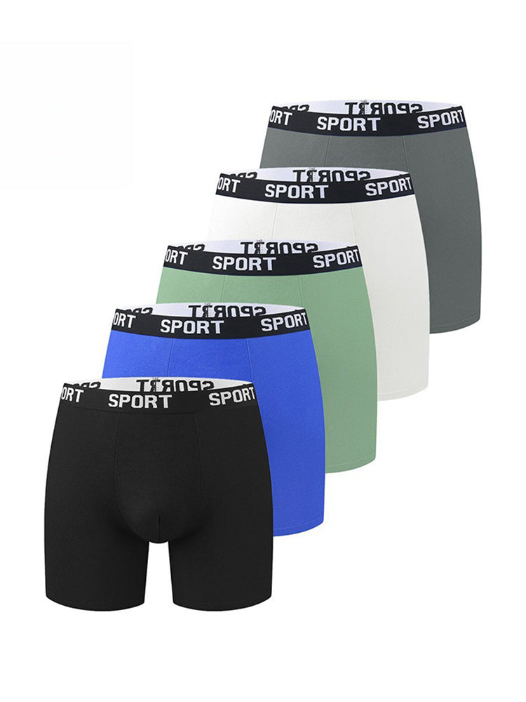 5 Pack Men's Moisture-Wicking Anti-Chafing Sporty Cut Stay-Put Fit Comfort Boxers Briefs | dmunderwear variant image