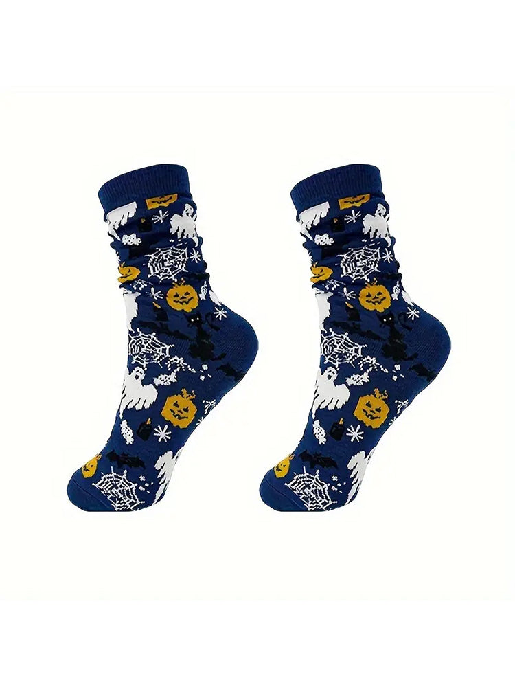 5 Pack Skull Pumpkin Cartoon Print Casual Crew Socks | dmunderwear variant image
