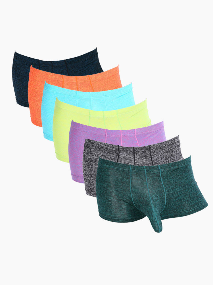 7 Pack Men's Solid Color Supportive Separated Pouch Seamless Comfort Trunks | dmunderwear variant image