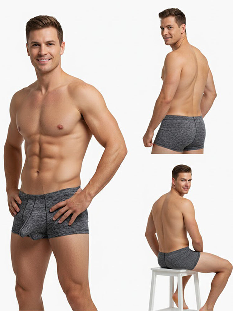 7 Pack Men's Solid Color Supportive Separated Pouch Seamless Comfort Trunks | dmunderwear detail image 3