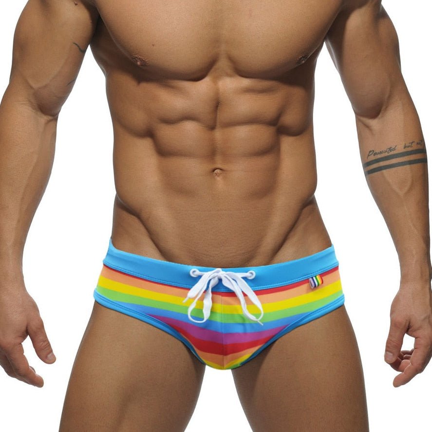 Baby Blue Rainbow Swim Briefs | dmunderwear variant image