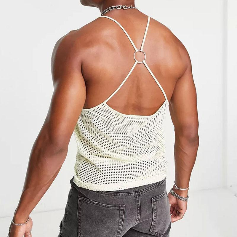 Backless o ring sleeveless hollow out solid cami top | dmunderwear detail image 2