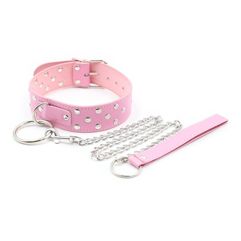 BDSM Studded Collar + Lead | dmunderwear detail image 3