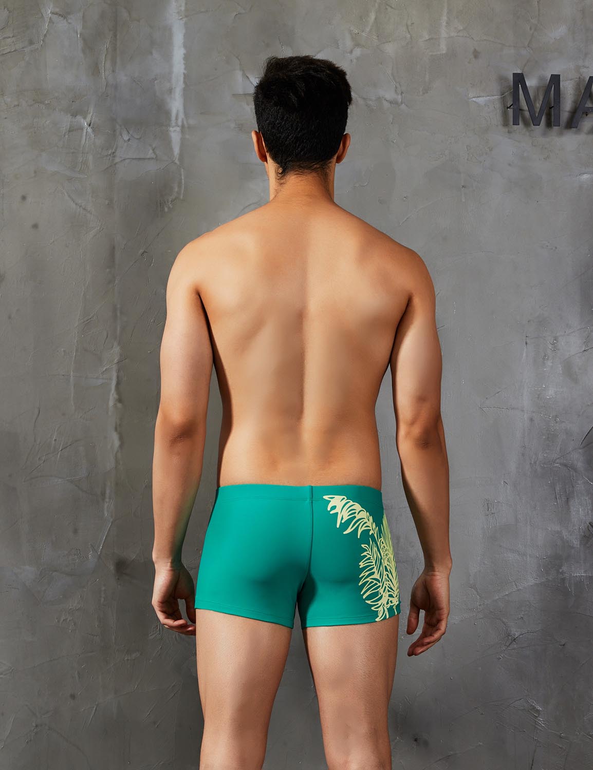 Boxer Brief Leaf Pattern Swimwear 90802 | dmunderwear detail image 2