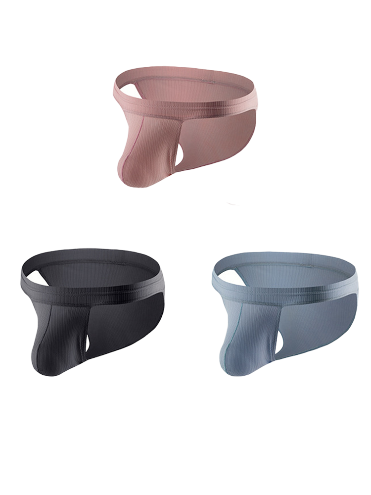 3 Pack Men's Threaded Fabric Briefs with U Convex Pouch | dmunderwear variant image