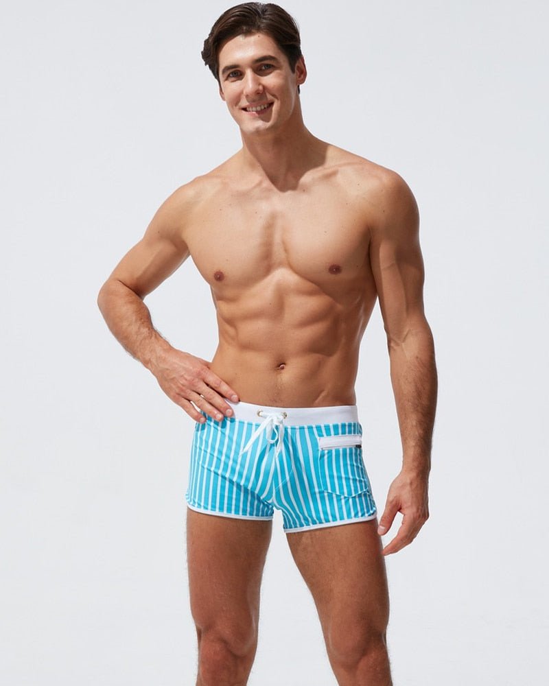 Candy Stripe Pocketed Swim Trunks | dmunderwear variant image