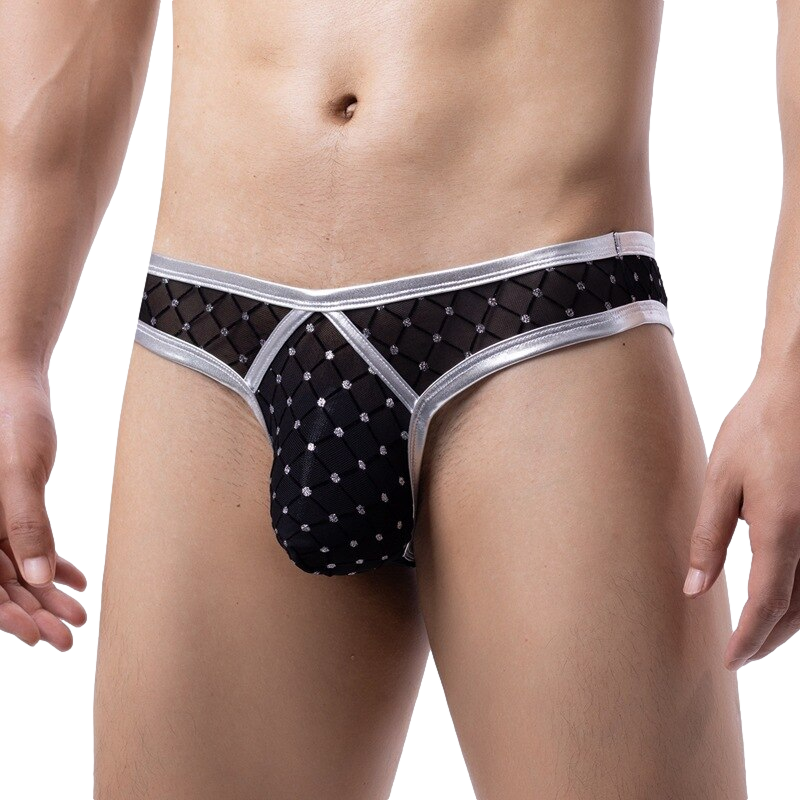 Chandelier Trimmed Mesh Thong | dmunderwear detail image 5