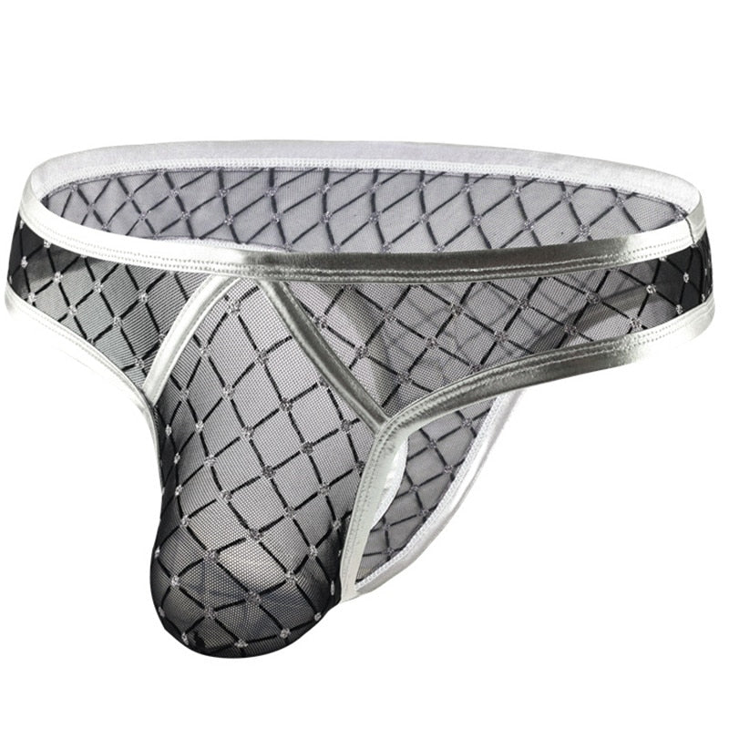 Chandelier Trimmed Mesh Thong | dmunderwear detail image 6