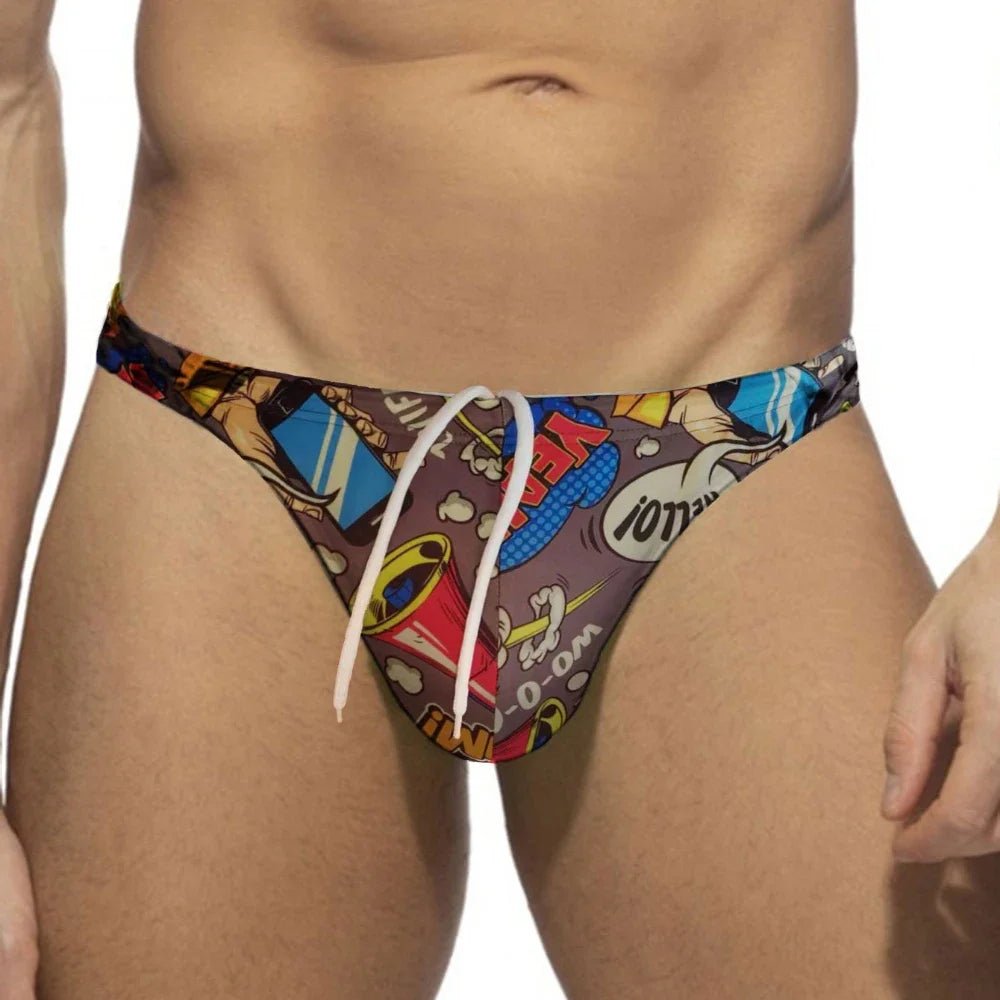 BAM! POW! Bikini Swim Thong Brief | dmunderwear variant image