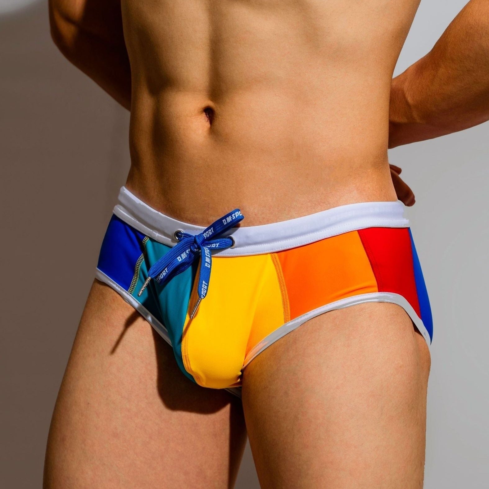 DM Bold Rainbow Swim Briefs | dmunderwear detail image 3