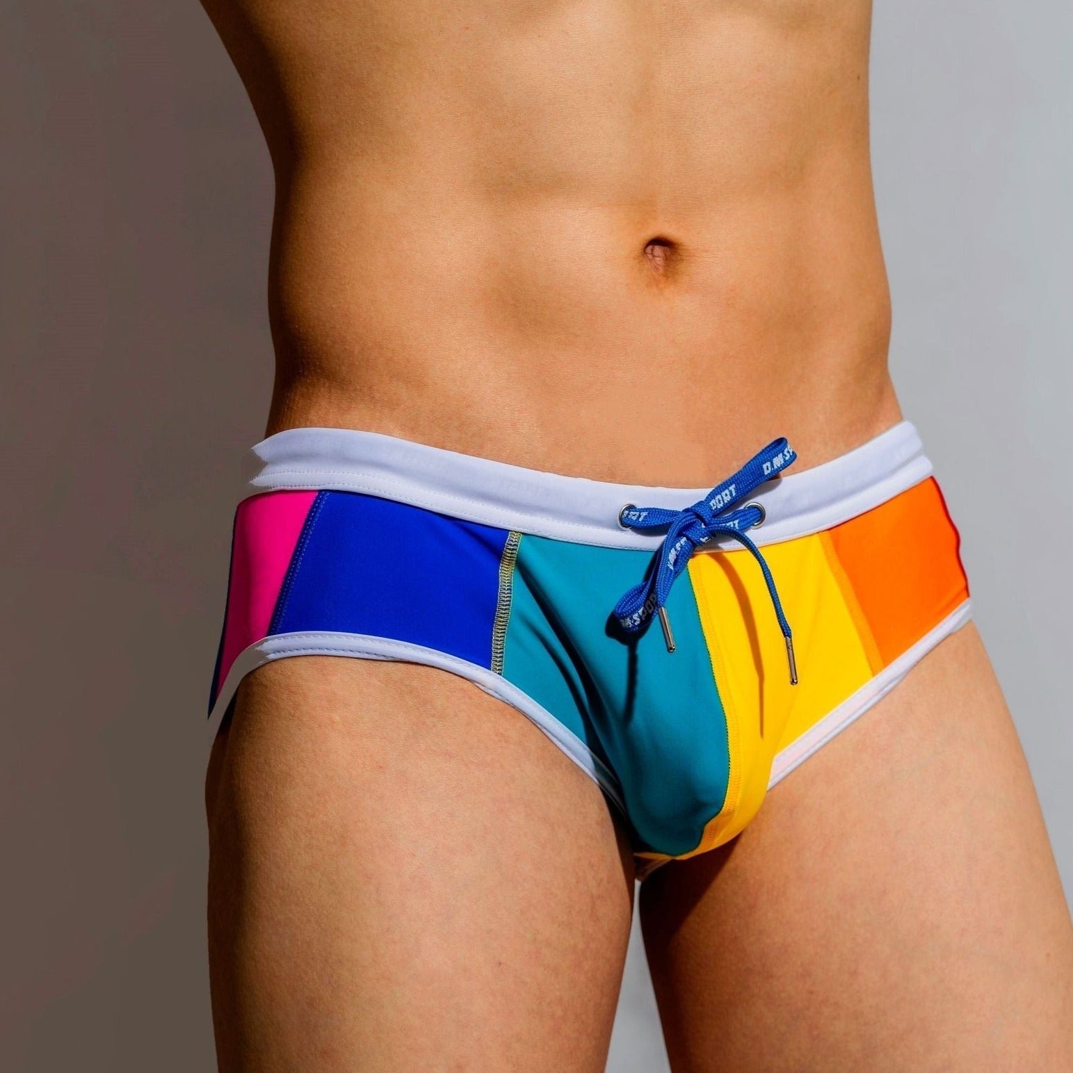 DM Bold Rainbow Swim Briefs | dmunderwear detail image 5