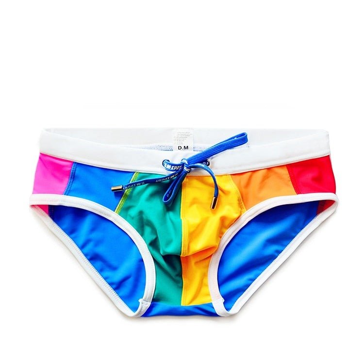 DM Bold Rainbow Swim Briefs | dmunderwear detail image 7