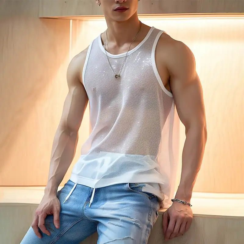 ORVLS Fallen Snow Shimmer Tank Top | dmunderwear