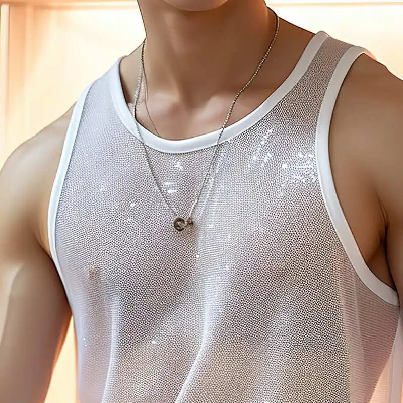 Fallen Snow Shimmer Tank Top | dmunderwear detail image 2