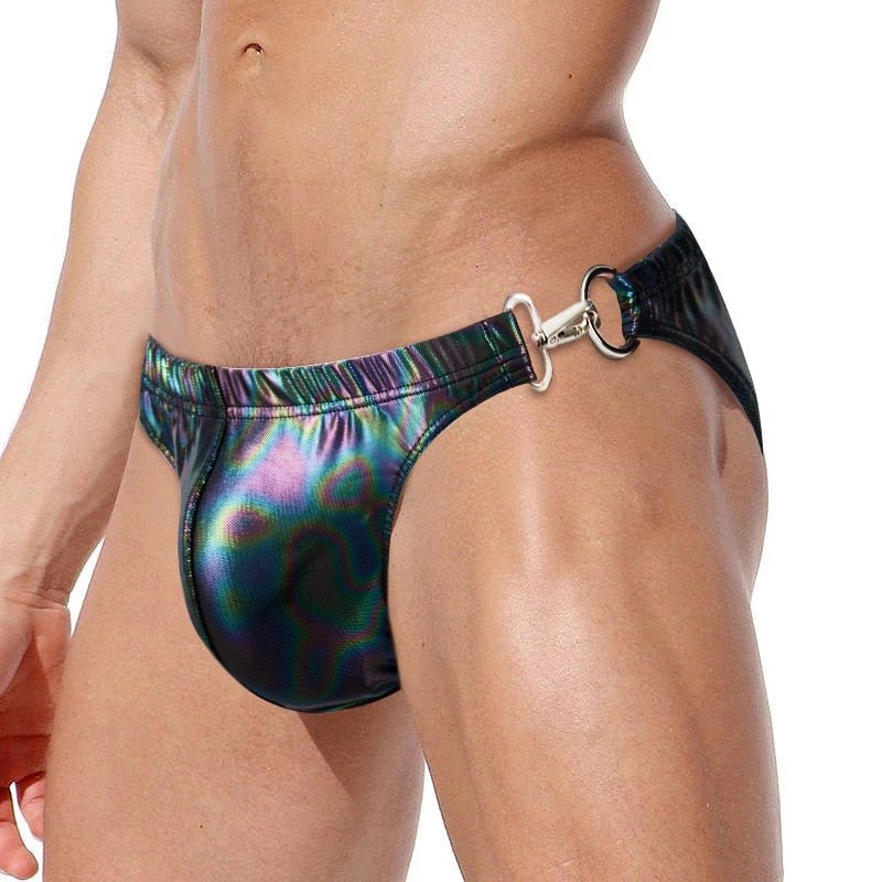 Faux Leather Clipper Swim Briefs | dmunderwear