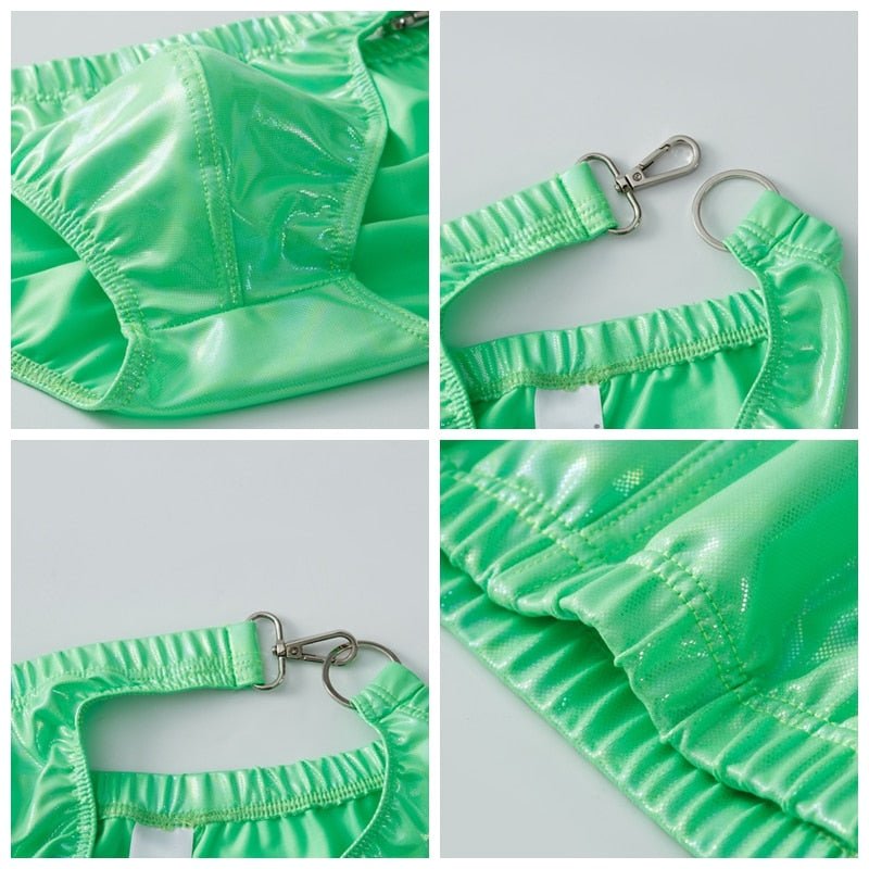 Faux Leather Clipper Swim Briefs | dmunderwear detail image 4