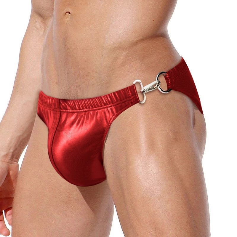 Faux Leather Clipper Swim Briefs | dmunderwear detail image 6
