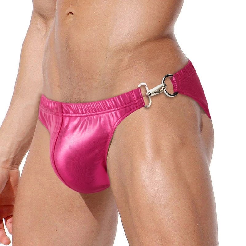 Faux Leather Clipper Swim Briefs | dmunderwear detail image 7