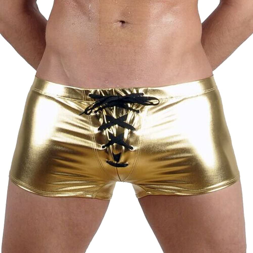 Faux Leather Metallic Swim Trunks | dmunderwear