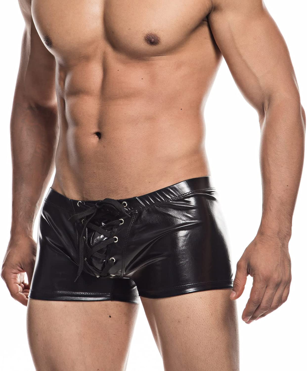 Faux Leather Metallic Swim Trunks | dmunderwear detail image 12