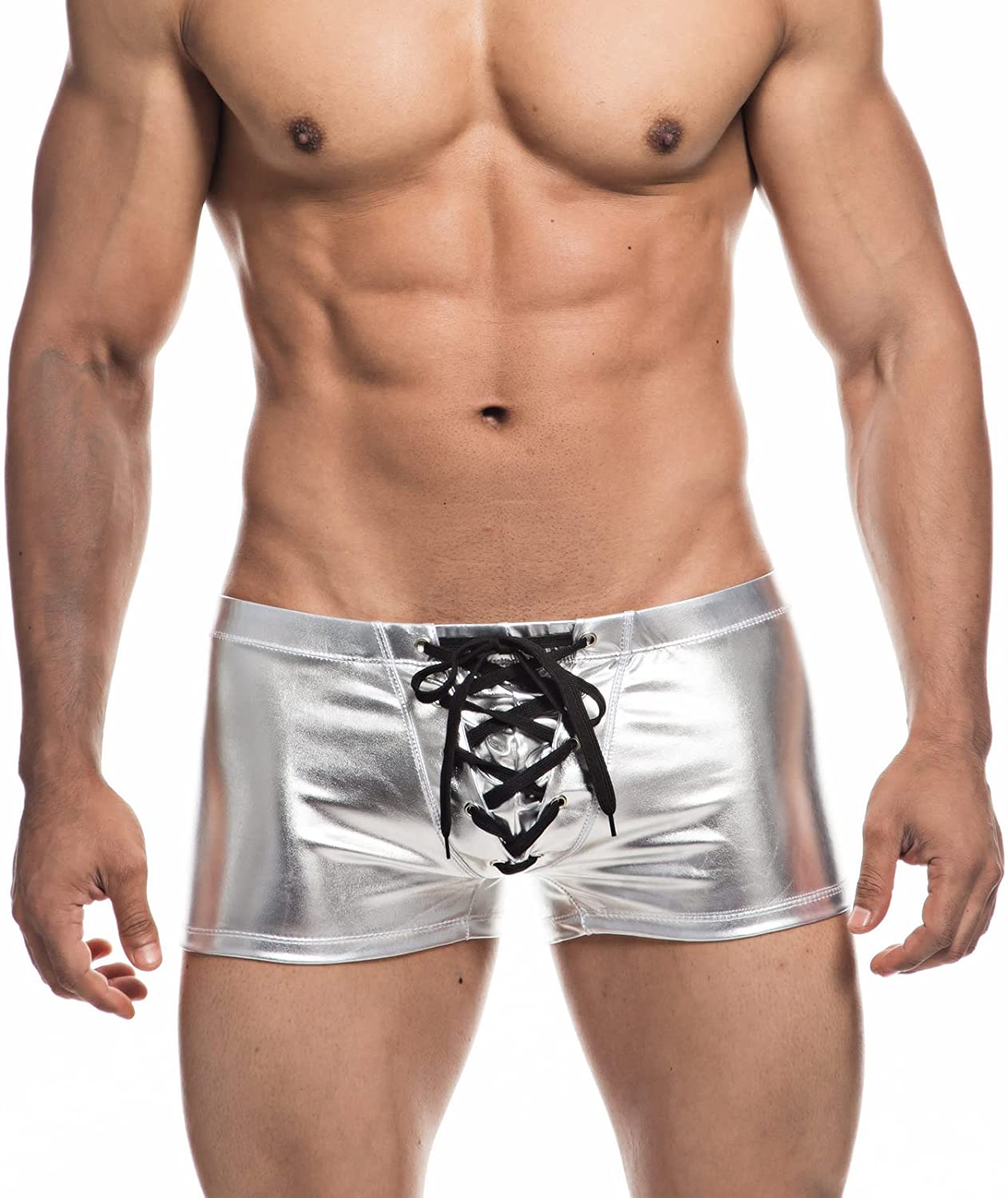 Faux Leather Metallic Swim Trunks | dmunderwear variant image