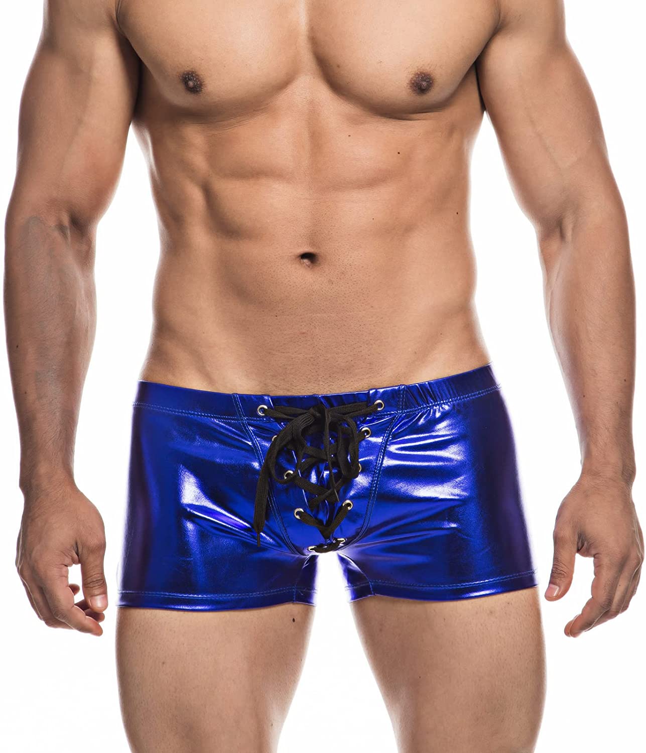 Faux Leather Metallic Swim Trunks | dmunderwear detail image 5
